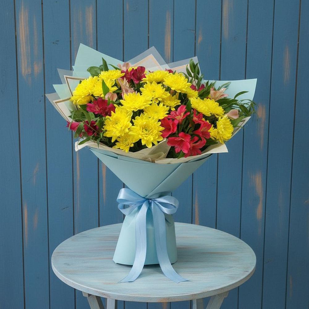Букет цветов из: Альстромерии и Хризантемы в Аркуле