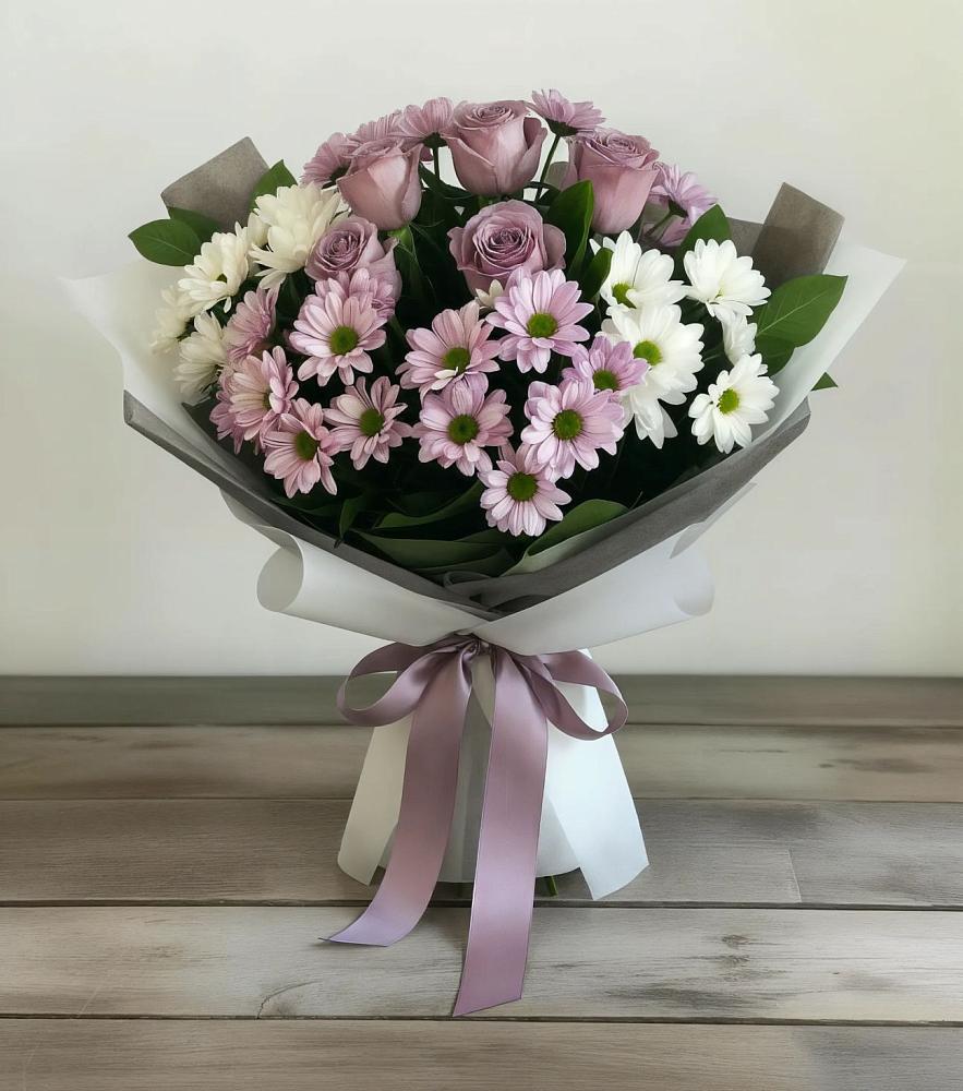 Букет цветов из: Хризантемы и Розы в Аркуле