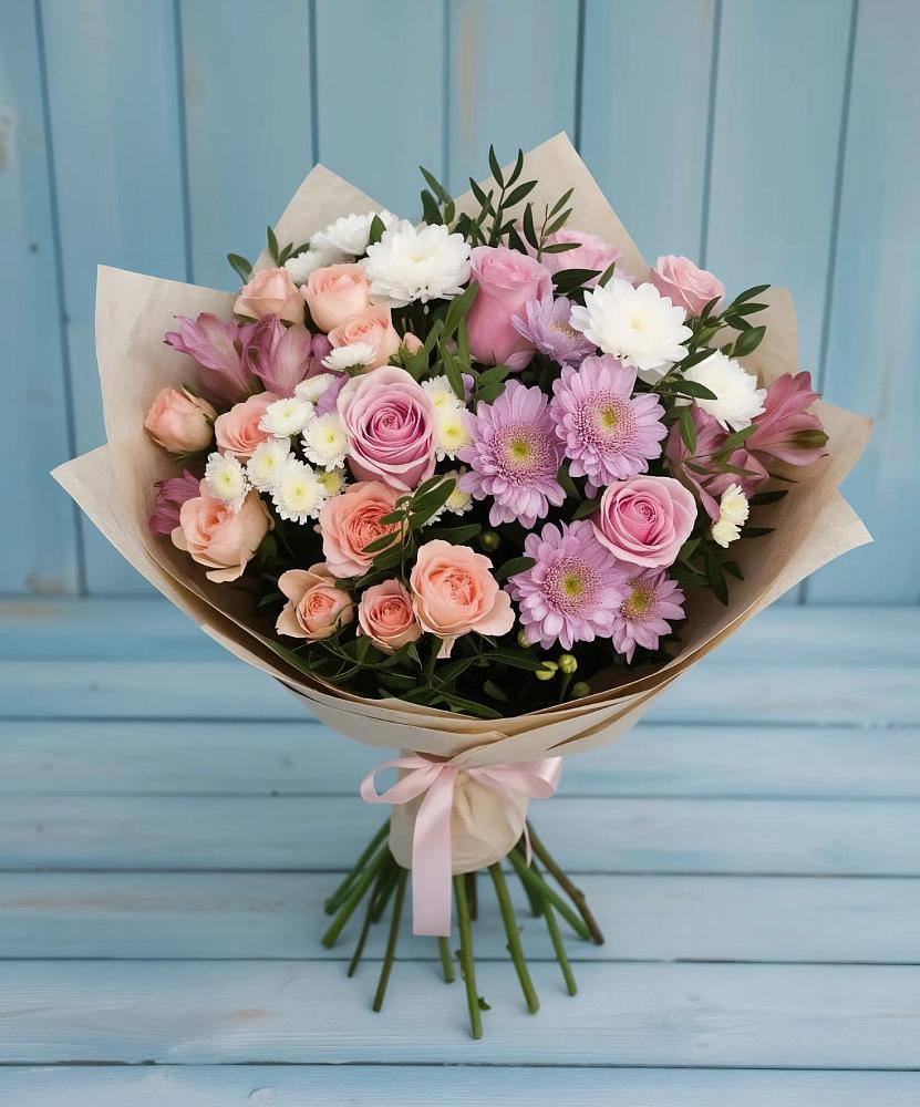 Букет цветов из: Хризантемы, Розы и Альстромерии в Аркуле