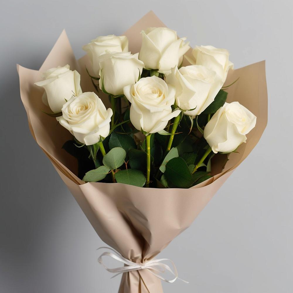 Букет 9 Белых роз Эдлесс Лав в Аркуле