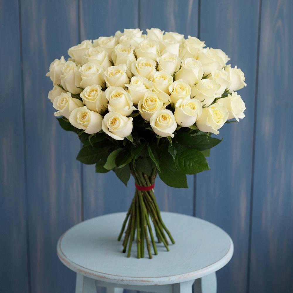 Букет 51 Белая роза Эдлесс Лав в Аркуле