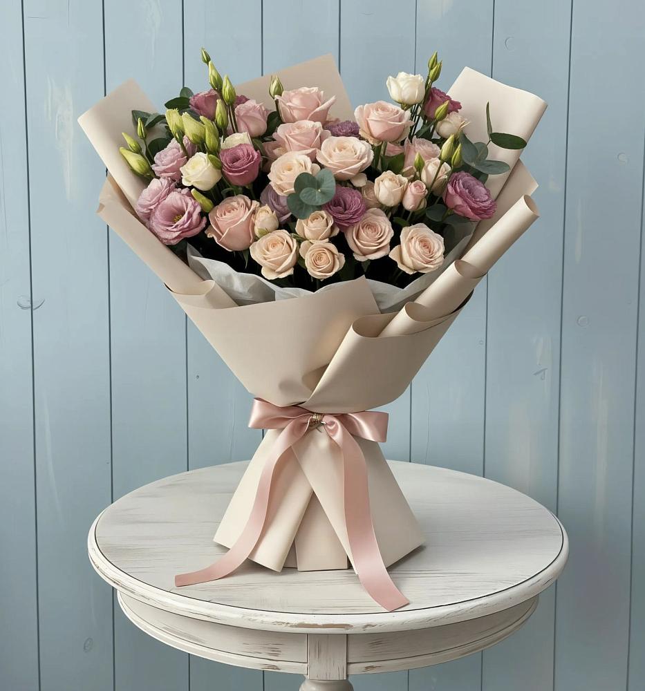 Букет цветов из: Розы и Лизиантусы в Аркуле