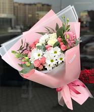 Букет цветов из:  Розы, Лизиантусы и Хризантемы в Аркуле