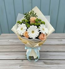Букет цветов из:  Герберы, Розы и Хризантемы в Аркуле