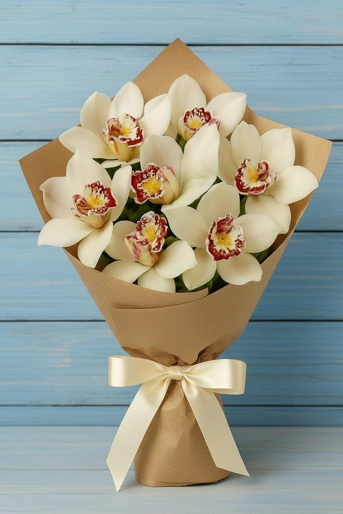 Букет цветов из: Орхидеи и Розы в Аркуле